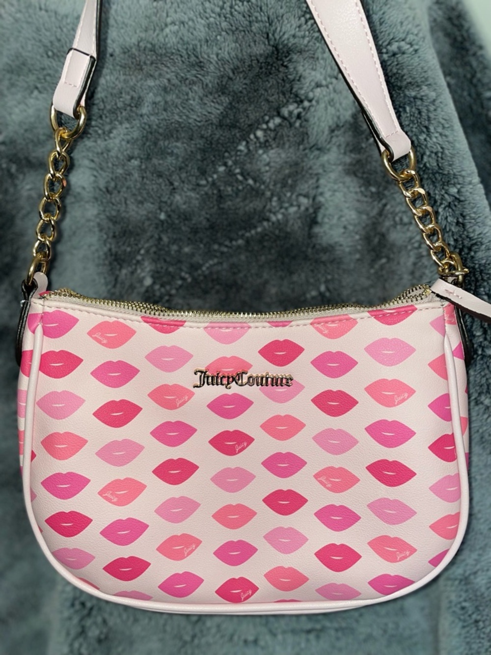 Juicy Couture Pink Multi-Lip Print Shoulder Bag